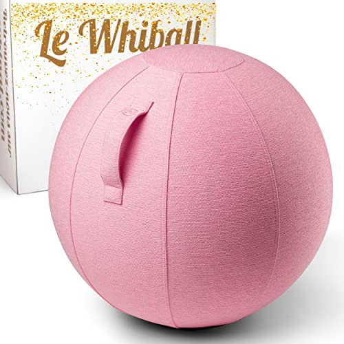 Swiss Ball Original WHIBALL - Siege Ballon de Bureau, pour la Maison ou Le Yoga et Fitness - Ø 65cm - avec Tissu d’ameublement résistant et Lavable - Ideal Grossesse pour Assise Dynamique (Rose)