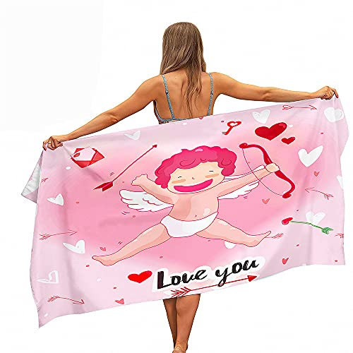Groß Strandtücher Badetücher Wasseraufnahme Schnelltrocknend Mikrofaser XL XXL Amor Thema Handtuch Kind Junge Leute Mann Decke (Farbe2,100x180cm)