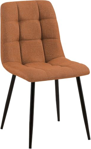 CLP Esszimmerstuhl gepolstert Tilde, Küchenstuhl mit Rückenlehne und schwarzem Metallgestell, Polsterstuhl bis 150 kg belastbar, Farbe: orange, Material: Stoff