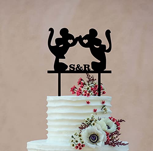LEON - FOLIEN® Cake Topper Kuchendekoration Tortenstecker personalisiert mit Name Wunschtext Tortenaufleger aus Holz Tortenfigur (Mäuschen)