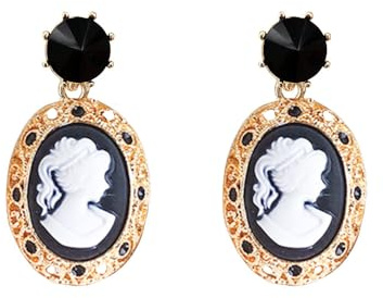 Retro-Kamee-Ohrringe für Damen und Mädchen, schwarz, Zirkonia, Acryl, Barock, Statement-Ohrstecker, leicht, Vintage, Boho, Halloween, Schmuck, Geschenke für Freunde