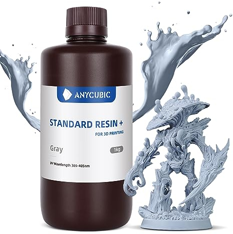 ANYCUBIC Standard Resin Plus 1000g, 3D Drucker Resin, 405nm LCD SLA Rapid UV Aushärtung Resin, Hochpräzises und schnelles Photopolymer Harz für LCD/DLP/SLA 3D Druck, Grau