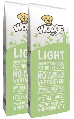 WOOOF Light 36kg kaltgepresstes Hundefutter mit Pute und Fisch | Trockenfutter, leicht verdaulich, ohne Weizengluten