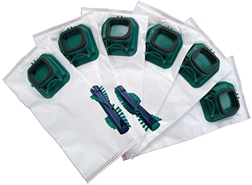 6 Staubsaugerbeutel geeignet Vorwerk Kobold VK 140 VK 150 + 1 Paar Ersatzbürsten EB 360 EB 370