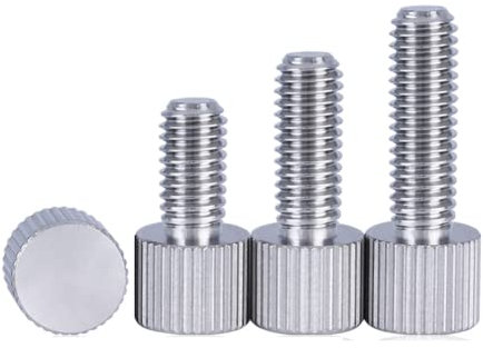 10 Stück 303 Edelstahlgewinde mit flachem Kopf gerändelte Rändelschraube M2,5 x 12 mm.