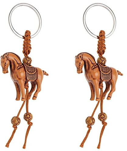 ECSiNG 2pcs Porte-clés Cheval Animaux Créatifs Porte-clés Décoratifs Accessoires pour Clés de Voiture Clés de Chambre pour Amis Marron