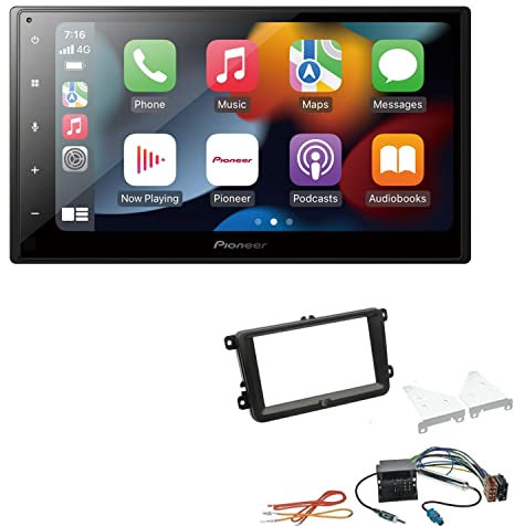 Pioneer SPH-DA360DAB 2-DIN Autoradio kompatibel mit WiFi Apple CarPlay Android Auto Bluetooth DAB+ passend für Volkswagen VW T5 Transporter 2003-2015 runde Ecken, schwarz ohne Canbus