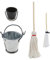 Be In Your Mind 2 Sets 1:12 Miniature Mop Bucket Set Dollhouse Mini Broom Bucket Combination Doll House Cleaning Supplies Tools Decoration Ornament Craft Accessories