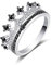 Uloveido Weiß Vergoldet Schwarz Weiß Kristall Prinzessin Krone Tiara Ring Hochzeit Band Ewigkeit Ringe Versprechen Schmuck für Frauen