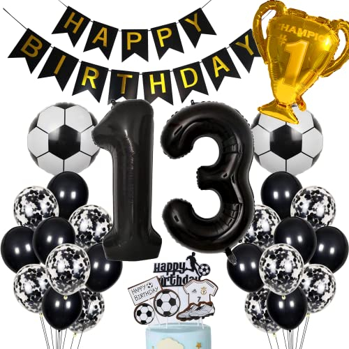 Fussball Luftballon 13. Geburtstag Schwarz Helium Ballon 13 Geburtstag Junge Cake Topper Fußball Geburtstagsdeko 13 Jahre Kindergeburtstag Party Deko 13. Geburtstagsdeko Fußball Kuchendeko Fussball