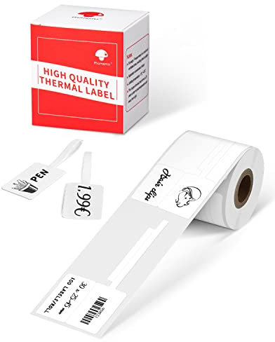 Phomemo Etiketten-Schmuck Preisaufkleber für Phomemo M120 M220 M110 M200 M221 Etikettendrucker, Thermoetiketten Aufkleber Papier für Schmuck, Preis, Kabel,30x25-45mm, 100 Etiketten/Rolle