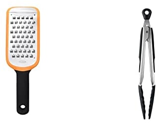 OXO Good Grips Etched Coarse Grater & Good Grips 22.8 cm Tongs with Silicone Heads