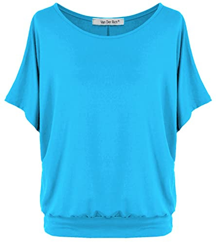 Van Der Rich ® - Oversize T-Shirt mit Fledermausärme - Damen(Türkis, L)