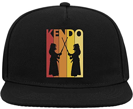 Retro Poster Styled Kendo Martial Arts Graphic 5-Panel-Baseballmütze mit flachem Visier und Snapback Schwarz