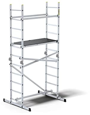 DRABEST IKAR Ponteggio Mobile in Alluminio – Multiuso – Facile Montaggio – EN 13 – Robusto e Durevole – Utilizzo Versatile – Portata 150kg – 1,5 x 3 x 1,1 m