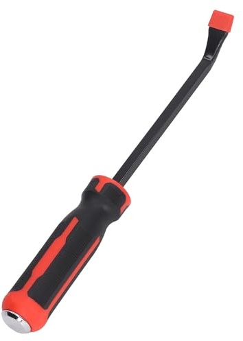 Ezweiji Levier de biche avec poignée souple en plastique et têtes de frappe en métal, pied de biche, levier de levier, levier de montage (rouge) (30,5 cm)