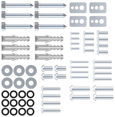 conecto Vesa-Schrauben-Set 66 teilig, TV-Befestigung, Wandhalterung, M8, M6, M5, M4 VESA-Schrauben, Universell kompatibel für Monitor und TV, Mit Dübel & Unterlegscheiben, Silber