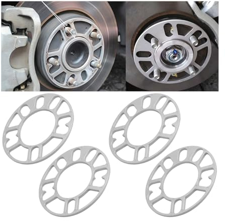 JNNJ 4 Stück Fahrzeugraddistanzscheiben, Raddistanzscheiben Aus Aluminium, Dicke Universal-Radabstandshalter, Spurverbreiterungen Universal Fit Schraubrad(5mm)