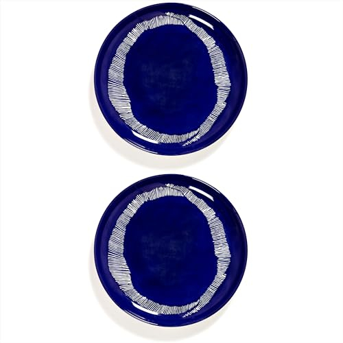 Serax Ottolenghi Vorspeisen-Teller, 2 Vorspeisen-Teller, Steingut-Geschirr-Set in Blau-Weiß, luxuriöses Geschirr-Set für Abendessen zu Hause, Party, Weihnachten, Küchensets