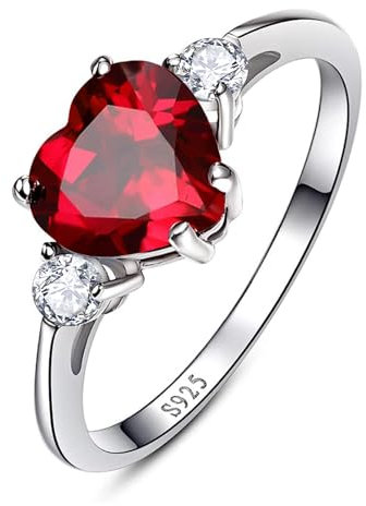 Yaresul 2,25 ct Frauen Herz Rubin Ring 925 Sterling Silber Herz Cut Erstellt Granat Verlobungsring für Frauen Geburtsstein Ring Schmuck Geschenke Größe 60(19.1)