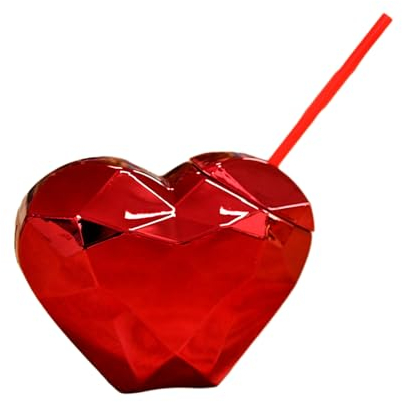 YIGZYCN Kreativer Strohbecher In Herzform Schnabeltasse Tragbare Trinkflasche Mit Strohhalmen Valentinstag Wassergläser Mit Deckel Personalisierter Strohbecher