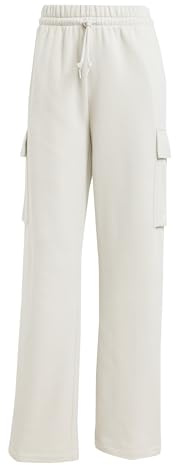 adidas Damen Essentials LINEAR Fleece Cargo Pants, Wonder Alumina/White, XS
