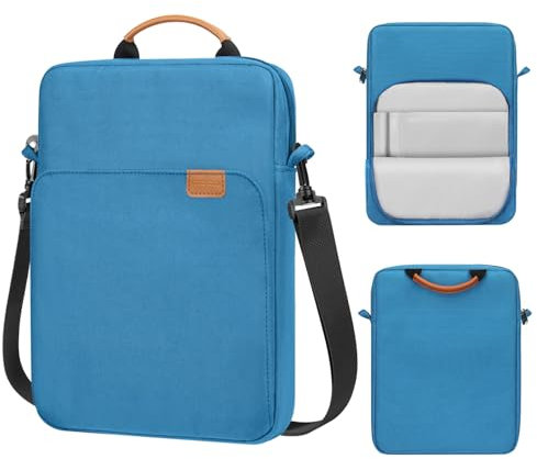 MoKo 13.3-14 Inch Laptop Sleeve Bag Fits MacBook Pro M3/M2 14 2023, MacBook Pro 13 M2, New MacBook Air 13.6 M3/M2 2024/2022,Tab S8 Ultra 14.6,Handle Carrying Case with Shoulder Strap, Peacock Blue
