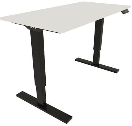 Bisley E-StarterTech, 2 Säulen, Maße Säule 45 x 75/50 x 80 mm, MFC Tischplatte, hochwertig und langlebig, Maße: H 25 x B 1200 x T 600 mm, Farbe: Gestell 333 schwarz Platte 005 weiß