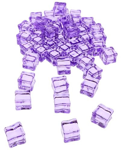ORFOFE 50 Stück Eiswürfel ausstellen klare Würfel Aquarium-EIS Trockeneis für Cocktails waschbare wasserbarriere Quadratische Eiswürfel Wiederverwendbare Eiswürfel Plastik Violet
