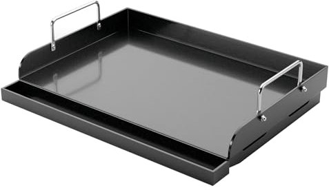 Utheer 43,2 x 33 cm Nano-Keramik-Antihaft-Pfanne für Gas- und Holzkohlegrills – universelle flache Oberseite mit Fettrille, verstärkten Rillen und hohen Seitenwänden, perfekt für gesundes Kochen,