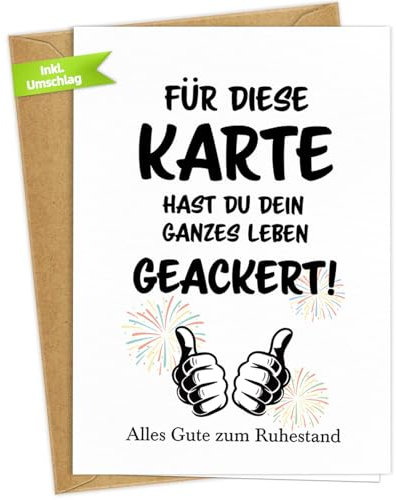 WenmthG Karte zum Ruhestand (mit Umschlag) - Abschiedskarte Kollegen - Abschiedsgeschenk Kollegen - Rente Karte - Karte zum Abschied Kollege