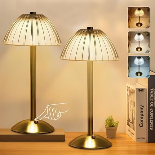 CaalLogt Cordless Table Lamp USB Rechargeable LED Desk Lamp with Touch Control Dimmable 3 Light Colors Battery Operated Lamp Bedside Lamp for Bars Restaurants Coffee Shop