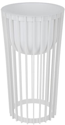 DIKEL Blumenständer Ø 30 cm x H 54 cm | Pflanzenständer aus robustem Kunststoff, beidseitig verwendbar | Blumenhocker für drinnen und draußen | Pflanzentisch modern und praktisch | Weiß