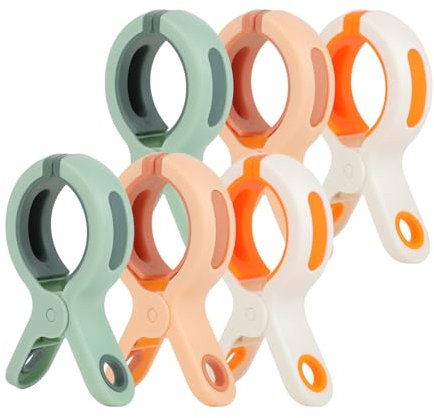 6X Pinzas Ropa - Pinzas Ropa Que No Dejan Marca - Pinzas Ropa Grandes, Plástico Resistente, Antideslizantes y Duraderas, Ideales para Hogar, Playa y Camping (10.6x6x2.2cm) (Multicolor)