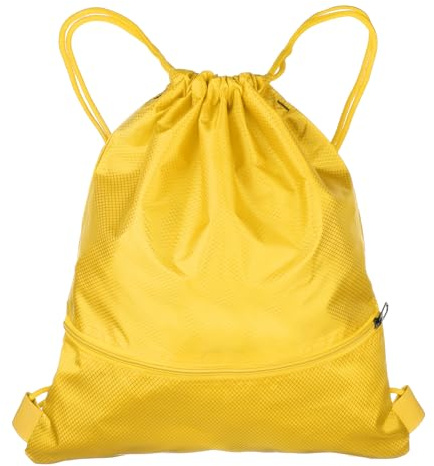 QUARKZMAN Sporttasche 42x49cm Oxford-Rucksack, Einfacher, Wasserdichter Turnbeutel, Ultraleichter Rucksack Leicht zu Tragen und Aufzubewahren, Gelb