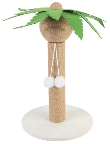Post di Graffi di Gatto, Palmo della Corda di Sisal Palm Albero di Gatto Post di Graffi, Due Palline Sospese Interattive per il Palo di Graffi di Gatti, per Gattini Interni e