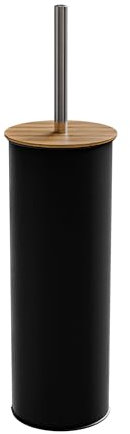 Amig - Porte-brosse WC Naturline - Ø95 x 380 mm - Acier et Bambou - Couleur Noire - Brosse de Toilette Moderne et Durable - Style Minimaliste avec Finition Sophistiquée