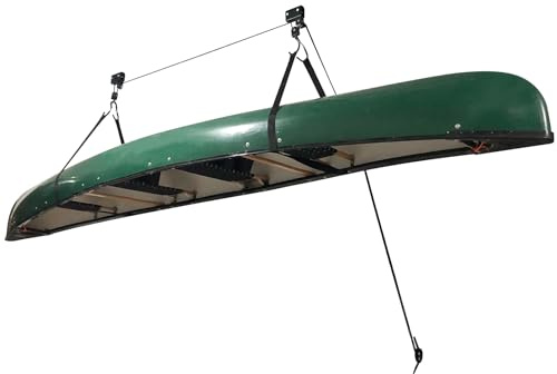 Kajak- Und Kanu-Decken-Flaschenzugsystem, Kajak-Hebezug Mit 57 Kg Hebelast | Kanufänger mit Umlenkrollen, Lagerheber Fahrradlift mit langem Polypropylen-Seil und Nylongurten für Kajak, Kanu und SUP