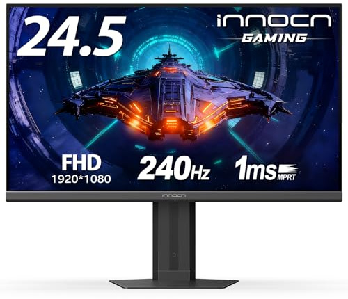INNOCN 24.5 Gaming Monitor 1920 x 1080p 240Hz 1ms HDR400 HDMI IPS Display, DisplayPort, Height/Swivel Adjustable Stand, Mountable, Black - 25G2H More