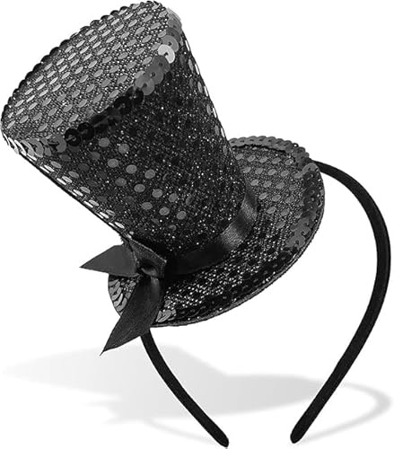 Mini-Zylinderhut, Stirnband, Pailletten, Teeparty, Kopfschmuck, Fascinator für Damen, 1920er Jahre, Gatsby, Party-Kostüm-Zubehör