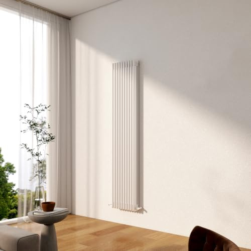 Traditional 3 Column Cast Iron Radiator, 1800x470mm Gloss White | Vertical Designer Radiator Wall Mounted Central Heating, Durable Cast Iron Rads for Bedroom, Living Room & Hallway