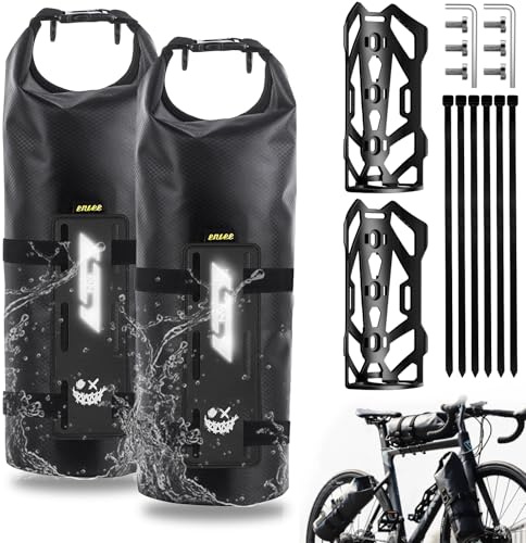 Desing Wish 8,5L 2 Piezas Bolsas Horquilla Bicicleta Impermeable Bolsa Rueda Delantera Bolsa Herramientas Bicicleta Cuadro con Soporte Portaequipajes para MTB Carretera Accesorios