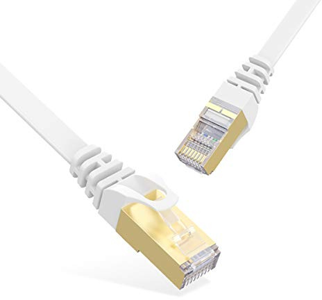 Cavo Ethernet, Cat 7 RJ45 bianco, cavo di rete Lan piatto 600 MHz, 10 Gbps, per Xbox, PS4, PS3, Nintendo Switch, router, modem, pannelli patch, console, PC, ecc. 3 m