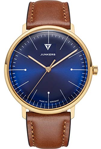 Junkers Bauhaus 38mm Analog Quarz Damenuhr Lederarmband blau 9.07.01.01