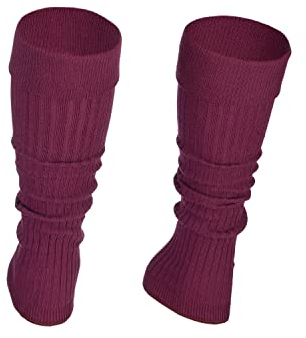 STEVEN Girl Cotton Calf Leg Warmers, Rollable Warm and Comfortable Calves Undersuits for Kids, Ribbed Fancy Stylish, Perfect for Young Dancers, Claret