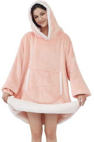 Softan Coperta con cappuccio, dimensioni enormi, con maniche, in flanella, estremamente calda e morbida, ideale come regalo per adulti e ragazzi e donne