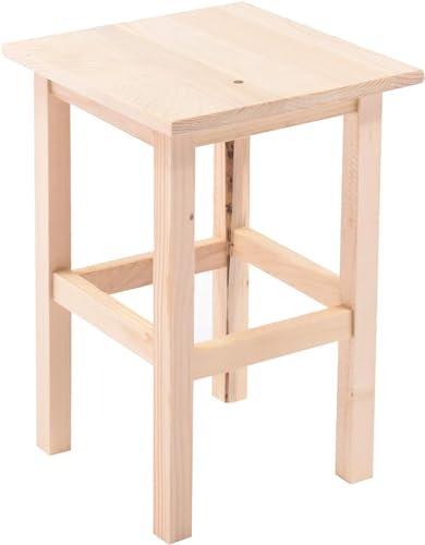 HOUSE COLLECTION Sgabello in Legno Naturale, Soggiorno e Bar, 29 x 29 x 45 cm