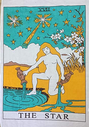 Indian Consigners Baumwollstern großes Tarot-Poster, der Stern, Wandteppich, buntes Poster, Wandbehang (100 cm x 75 cm) (der Stern)
