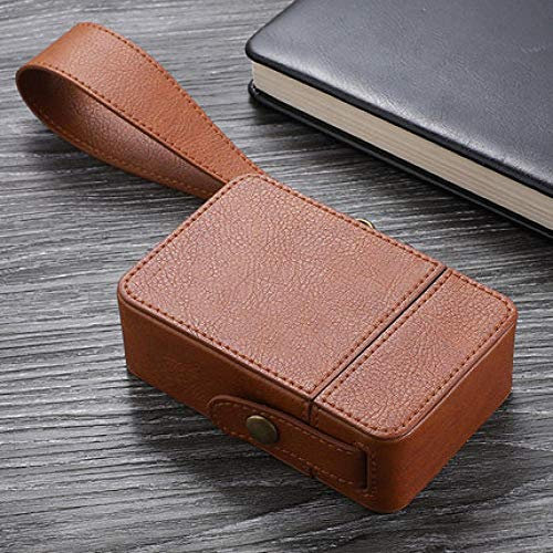 Cigarette Case Holds 20pcs Retro Leather Cigarette Case Portable Lanyard Smoking Gadget Storage Container Box Best European Gift for Men-Brown cig case (Color : Brown)