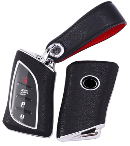 ontto Autoschlüssel Hülle passt für Lexus ES UX NX LC500 UX200 ES350 UX200 LS500 LS500H LC500h ES300h Schlüsselanhänger schlüsselhülle Fernbedienung Cover AutoZubehör PC Leder 3/4 Tasten-schwarz